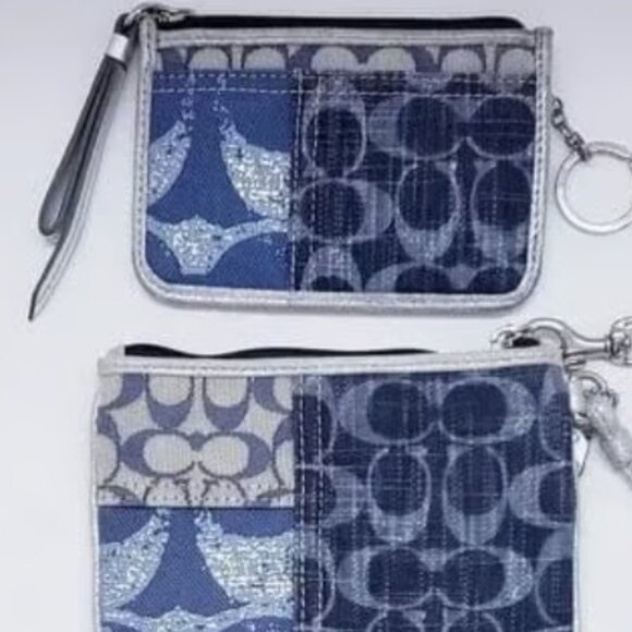 COACH Poppy Patchwork Denim Wristlet set HTF!!🧁 - Picture 2 of 4